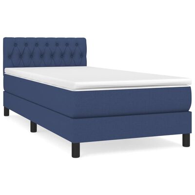 vidaXL Posteľný rám boxspring s matracom modrý 90x190 cm látka