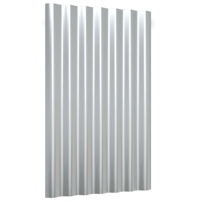 vidaXL Strešné panely 12 ks práškovaná oceľ strieborné 60x36 cm