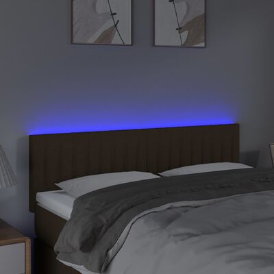 vidaXL Čelo postele s LED tmavohendé 144x5x78/88 cm látka