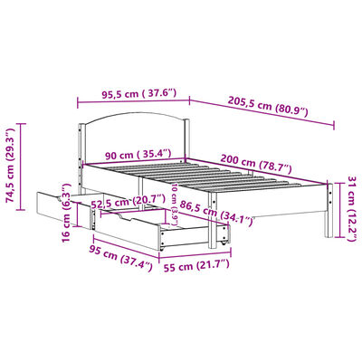 vidaXL Posteľ bez matraca biely 150x200 cm masívna borovica