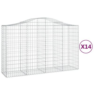 vidaXL Oblúkové gabionové koše 14 ks 200x50x120/140 cm pozink. železo