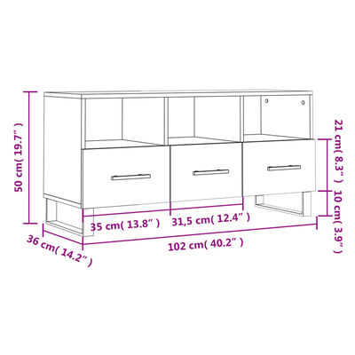 vidaXL TV skrinka lesklá biela 102x36x50 cm spracované drevo