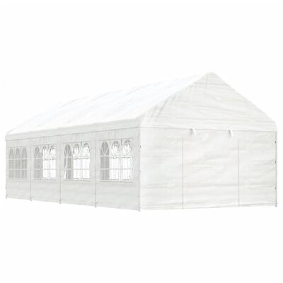 vidaXL Altánok so strechou, biely 8,92x4,08x3,22 m, polyetylén