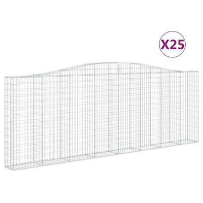 vidaXL Oblúkové gabionové koše 25 ks 400x30x140/160 cm pozink. železo