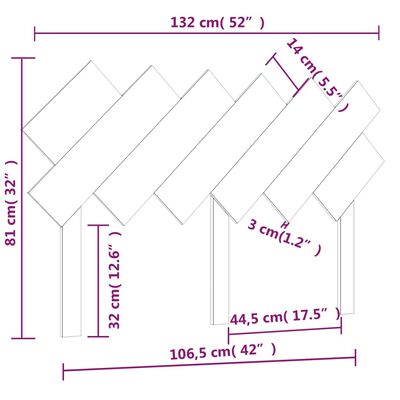 vidaXL Čelo postele medovohnedé 132x3x81 cm masívna borovica