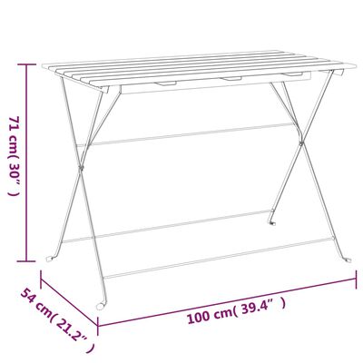 vidaXL Skladací bistro stolík 100x54x71 cm akáciový masív a oceľ