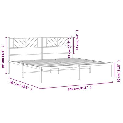 vidaXL Kovový rám postele s čelom čierny 200x200 cm