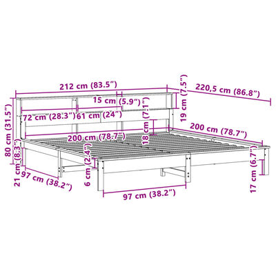 vidaXL Posteľ bez matraca biela 200x200 cm masívna borovica