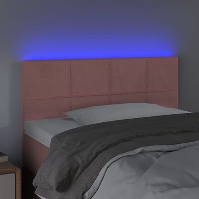 vidaXL Čelo postele s LED ružové 100x5x78/88 cm zamat