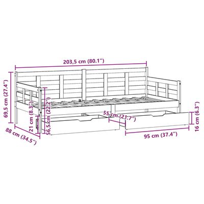 vidaXL Denná posteľ zásuvky biela 80x200 cm masívna borovica