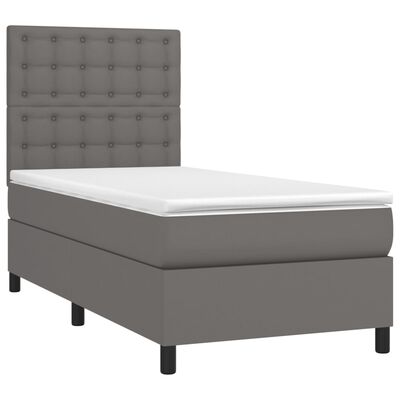 vidaXL Boxspring posteľ s matracom sivá 90x200 cm umelá koža