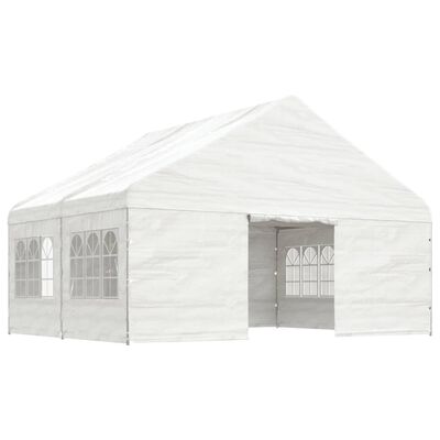 vidaXL Altánok so strechou, biely 4,46x5,88x3,75 m, polyetylén