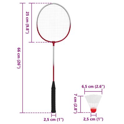 vidaXL Bedmintonová súprava s 4 raketami a sieťkou 620x151 cm