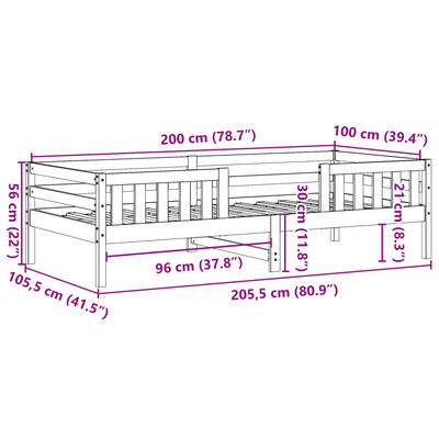 vidaXL Posteľ bez matraca voskovo hnedá 100x200 cm masívna borovica