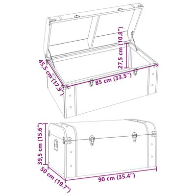 vidaXL Truhlica so západkami tmavohnedá 90x50x39,5 cm preglejka