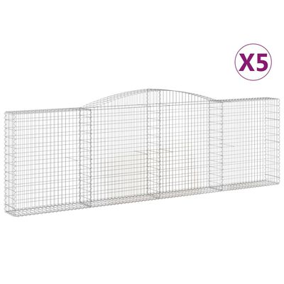 vidaXL Oblúkové gabionové koše 5 ks 400x30x120/140 cm pozink. železo