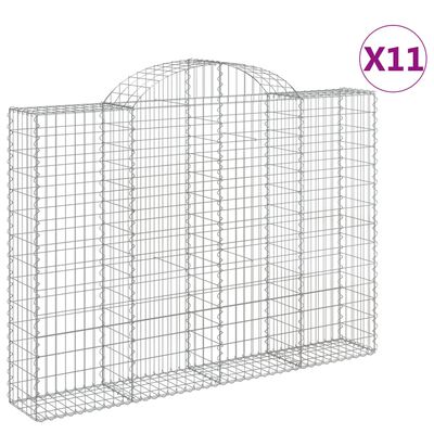 vidaXL Oblúkové gabionové koše 11 ks 200x30x140/160 cm pozink. železo