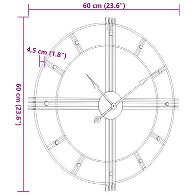 vidaXL Nástenné hodiny čierne Ø60 cm železo