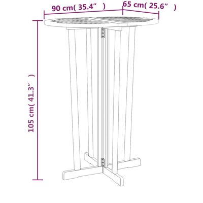 vidaXL Skladací barový stôl 90x65x105 cm tíkový masív