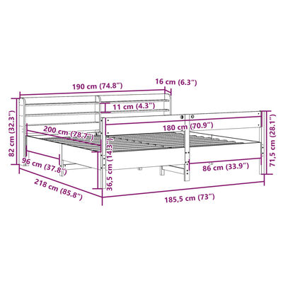 vidaXL Posteľ bez matraca biela 180x200 cm masívna borovica