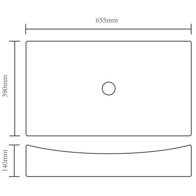 Obdĺžnikové keramické umývadlo, čierne