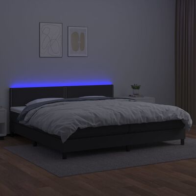 vidaXL Boxspring posteľ s matracom a LED čierna 200x200 cm umelá koža