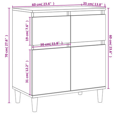 vidaXL Komoda sivý dub sonoma 60x35x70 cm spracované drevo