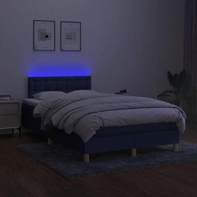 vidaXL Boxspring posteľ s matracom a LED modrá 120x190 cm látka