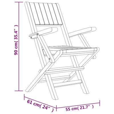 vidaXL Skladacie záhradné stoličky 6 ks 55x61x90 cm tíkový masív