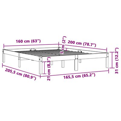 vidaXL Posteľ bez matraca voskovo hnedá 160x200 cm masívna borovica