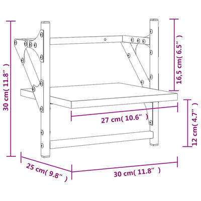 vidaXL Nástenné police s tyčami 2 ks hnedý dub 30x25x30 cm