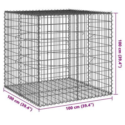 vidaXL Gabiónový kôš s krytom 100x100x100 cm pozinkované železo