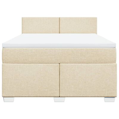 vidaXL Posteľný rám boxspring s matracom krémový 160x200 cm látka