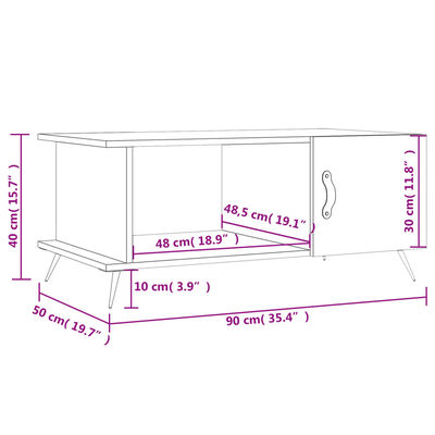 vidaXL Konferenčný stolík lesklý biely 90x50x40 cm spracované drevo