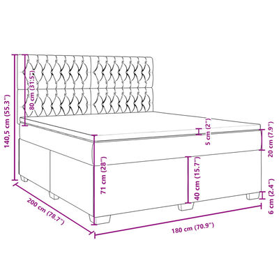 vidaXL Posteľný rám boxsping s matracom bledosivý 180x200 cm zamat