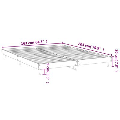 vidaXL Posteľný rám dymový dub 160x200 cm kompozitné drevo