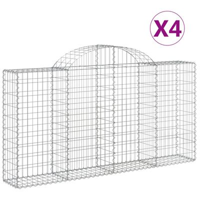 vidaXL Oblúkové gabiónové koše 4ks 200x30x100/120cm pozinkované železo