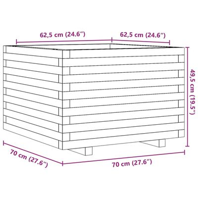 vidaXL Záhradný kvetináč 70x70x49,5 cm borovicový masív