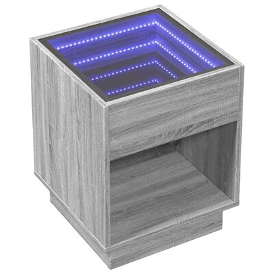 vidaXL Konferenčný stolík s nekonečnými LED sivý sonoma 40x40x50 cm