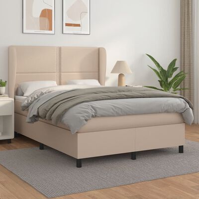 vidaXL Boxspring posteľ s matracom kapučínová 140x200 cm umelá koža