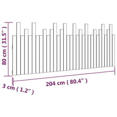 vidaXL Nástenné čelo postele sivé 204x3x80 cm masívna borovica