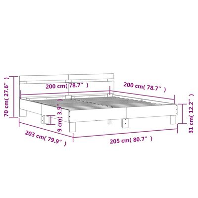 vidaXL Posteľný rám s čelom čierny 200x200 cm masívne drevo