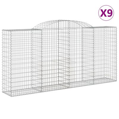 vidaXL Oblúkové gabionové koše 9 ks 300x50x140/160 cm pozink. železo