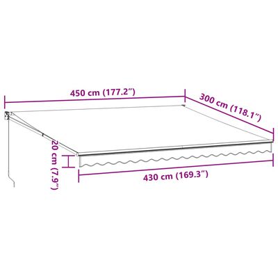 vidaXL Ručne zaťahovacia markíza hnedá 450x300 cm