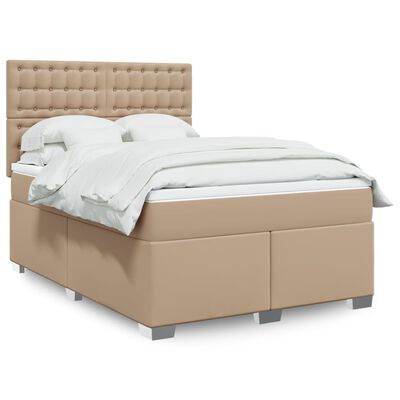 vidaXL Boxspring posteľ s matracom kapučínová 140x200 cm umelá koža