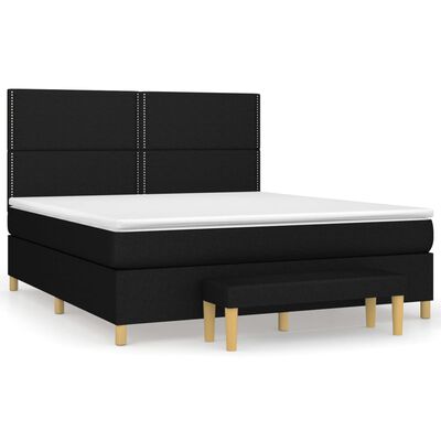 vidaXL Posteľný rám boxspring s matracom čierny 180x200 cm látka