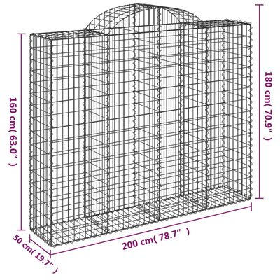 vidaXL Oblúkové gabiónové koše 3ks 200x50x160/180cm pozinkované železo