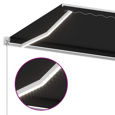 vidaXL Ručne zaťahovacia markíza s LED 450x300 cm antracitová