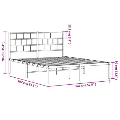 vidaXL Kovový rám postele s čelom biely 140x200 cm