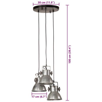 vidaXL Závesná lampa 25 W starožitná strieborná 30x30x100 E27